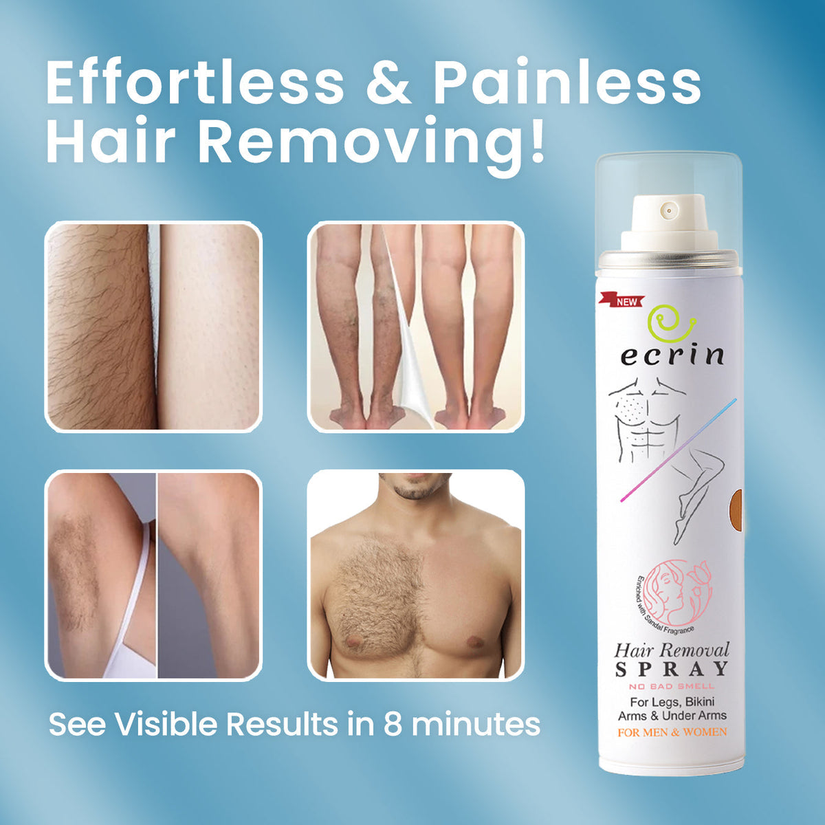 New Ecrin Hair Removal Foaming Spray - Advance Formula & Refreshing Fragrance - 200ml