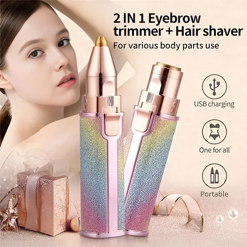 2 In 1 Rechargeable Flawless Eyebrow & Facial Hair Remover